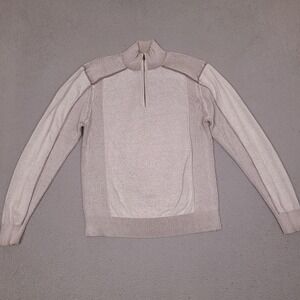 1897 Established Sweater Mens Large‎ Tan Beige 100% Cotton 1/4 Zip Pullover